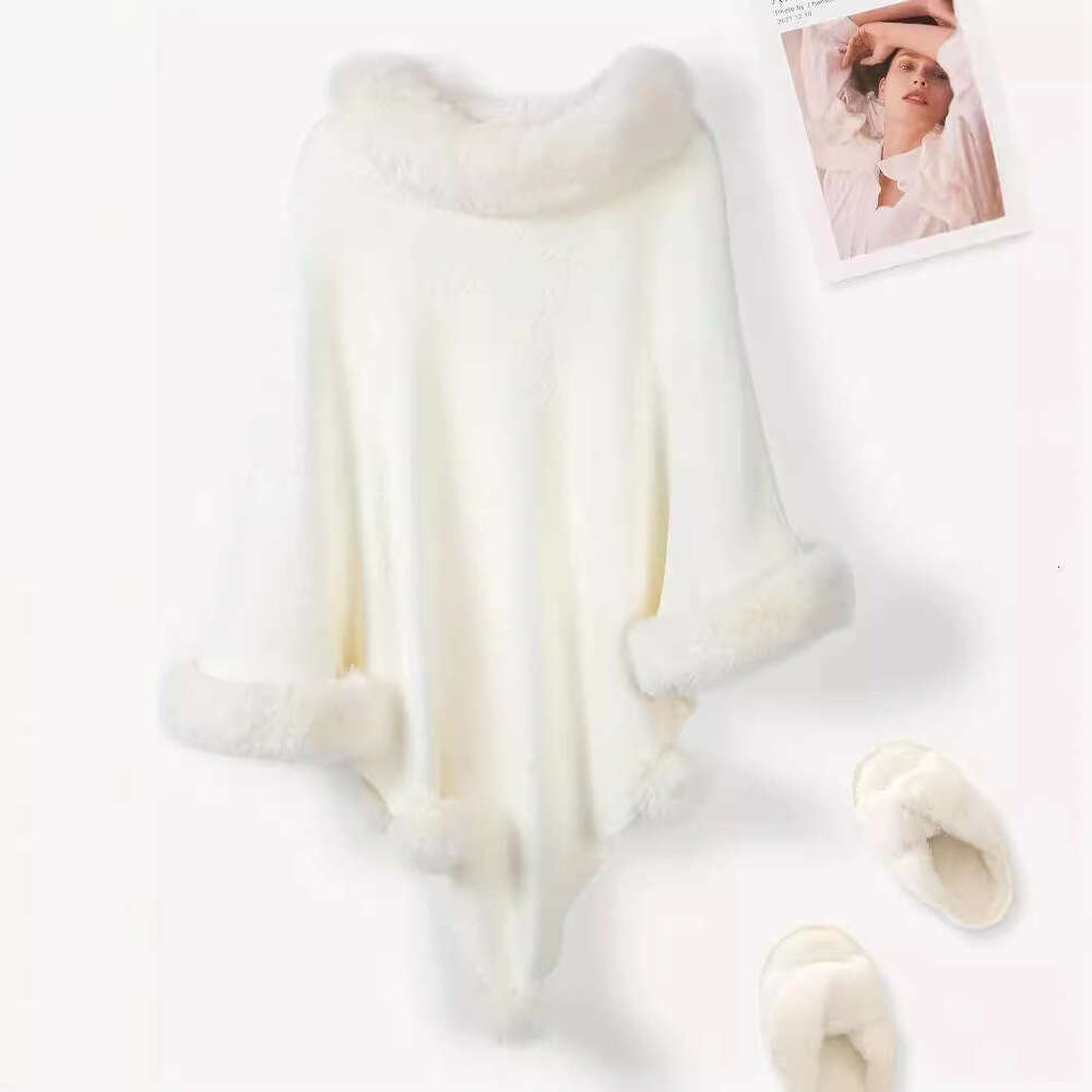 2024 Big Hairy Collar Hoodie Shawl Thickened Warm Premium Laziness Outer Tower Cloak Coat