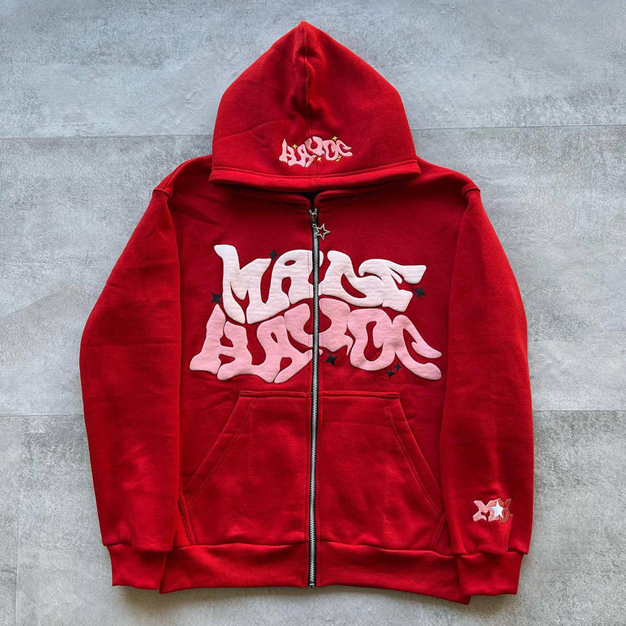 Designer Men's Hoodie Foam Letter Print Cardigan Street Hip Hop Men's and Women's Sports Loose Casual Hoodie