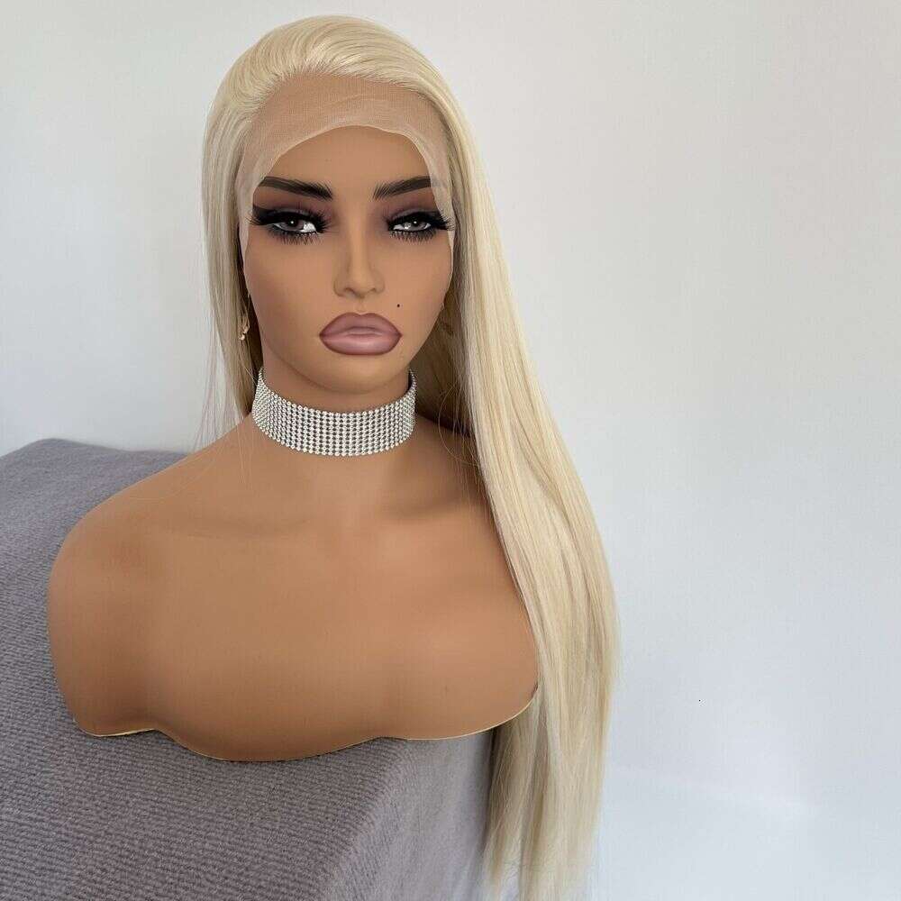 Lace Front Wig Long Straight Heat Resistant Hair Platinum Blonde Synthetic