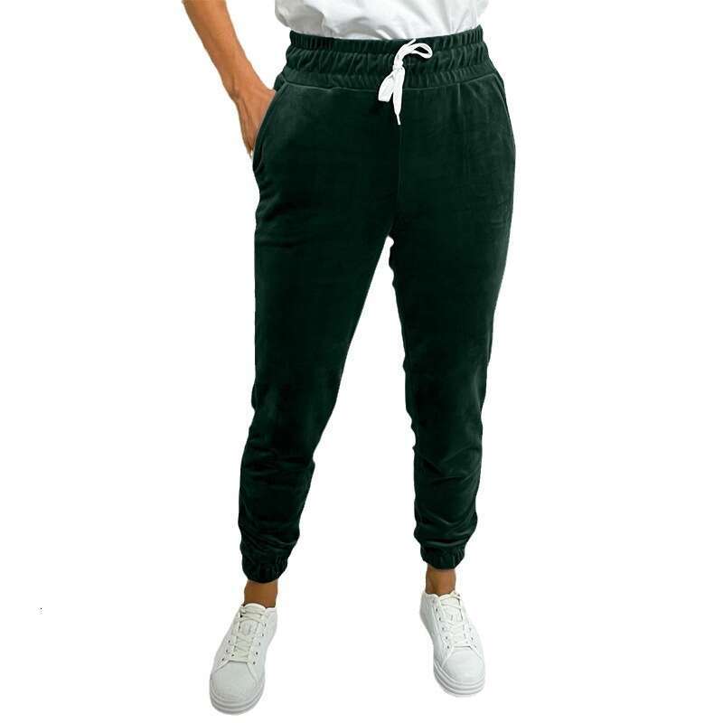 2024 autumn and winter versatile leg binding women's clothing, elastic waist tie, Korean velvet casual pants, sports pants