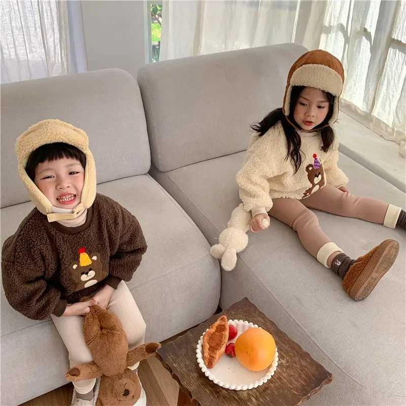 Korean Autumn Winter New Children One Piece Leggings Unisex Boys Girls Baby Cold Prevent Warm Cartoon Elastic Bound Feet Pants Y240906