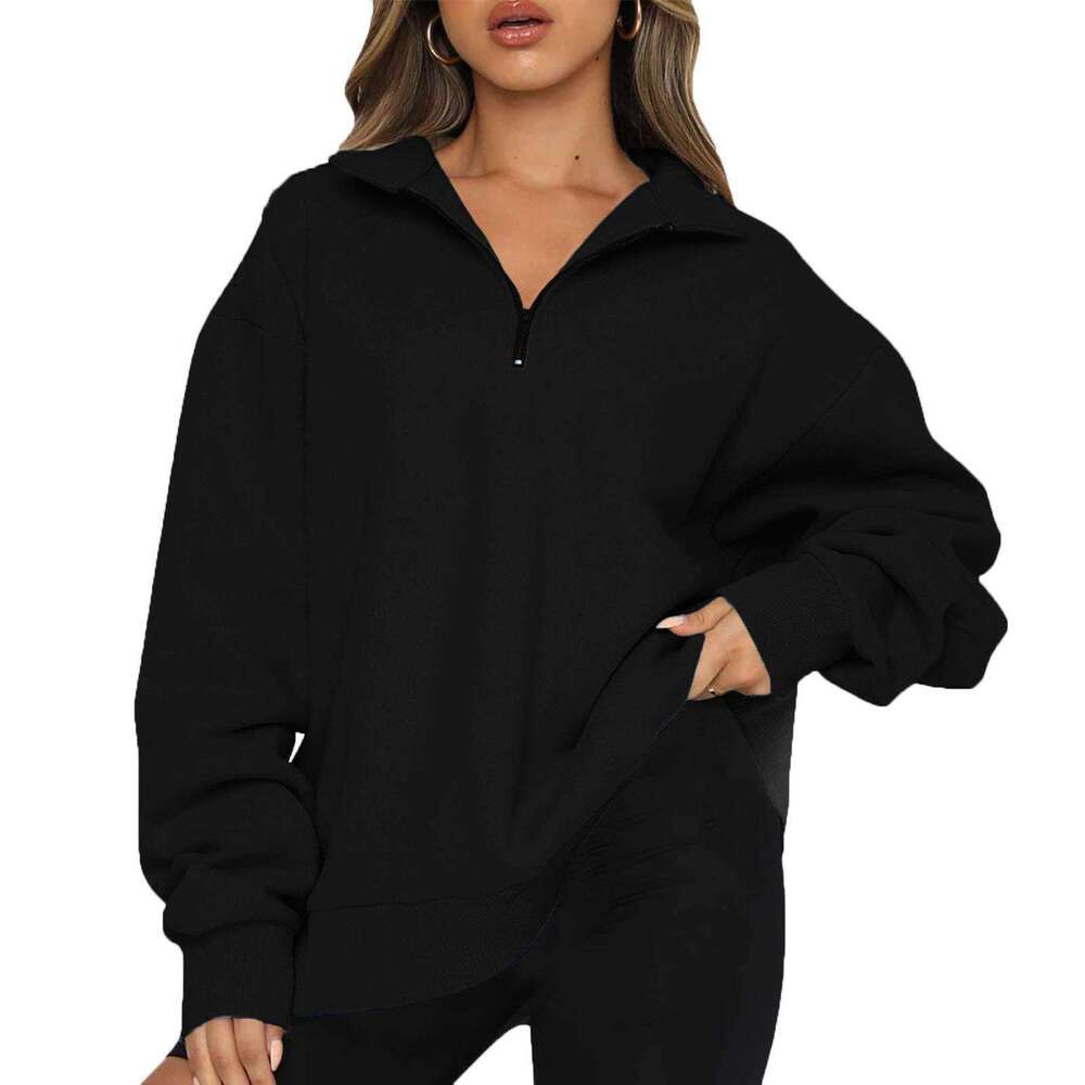 Women's 2024 Autumn/Winter New Casual Top Half Zip Pullover Long Sleeve Sweatshirt Sweater for Women