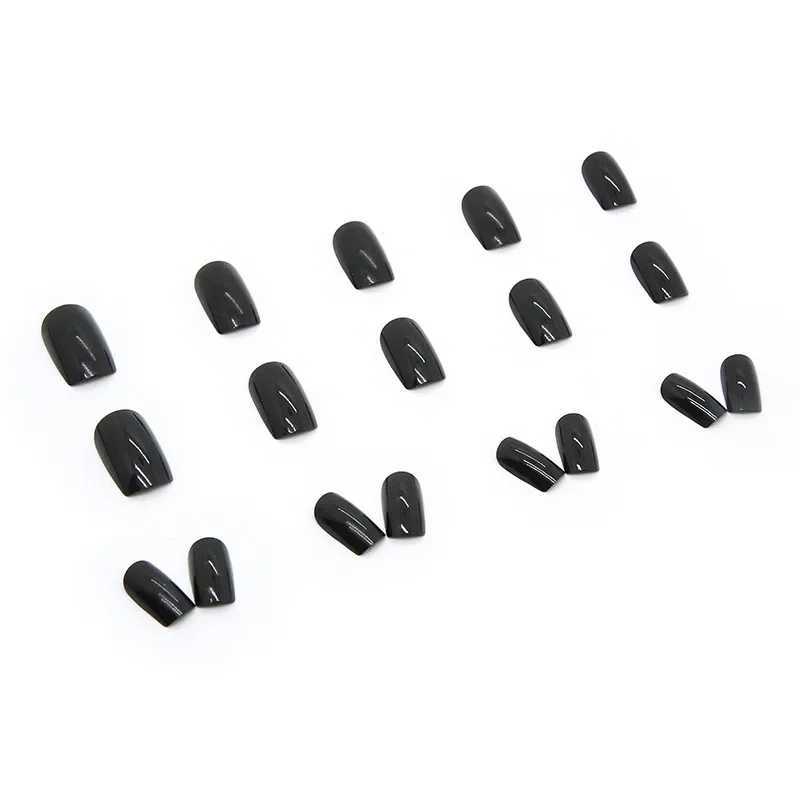 Sweet Cool Light Black Wearable Pink Pressing Fake Nail Tip with Adhesive Fake Nail Design Cute Girl Fake Nail W240905
