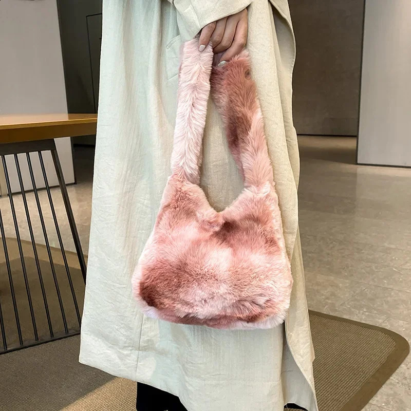 LEFTSIDE soft faux fur womens shoulder bag Y2K winter ner Korean fashion handbag trend warm cross body 240906
