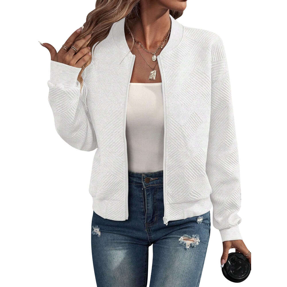 2024 Autumn/Winter New Solid Color Zipper Jacket, Baseball Collar, Casual Jacket for Women