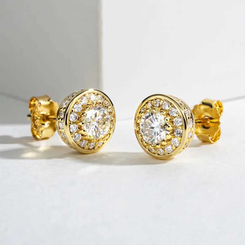 0.5 carat silica gold-plated gold S925 silver earrings for womens engagement stud earrings W240803