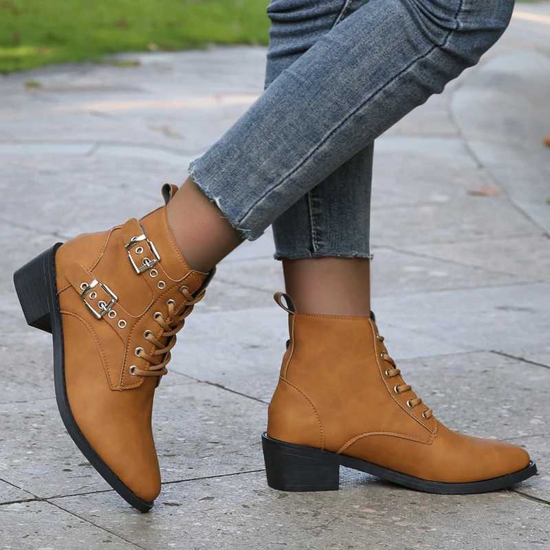 Front lace short round toe multi-color womens leather boots winter PU womens fashion boots size 36-43 Zapatillas unprinted good product CL240906