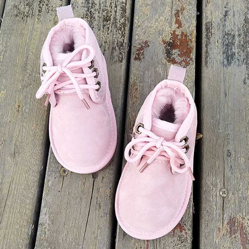 New Winter Kids Boots Baby Girls Snow Boots Warm Plush Soft Bottom Outdoor Children Shoes Lace-up Boy Ankle Boots CSH1214 M240906