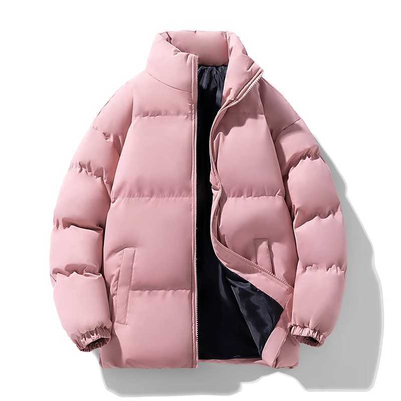 New 2024 Autumn Winter Mens Solid Color Thick Parkas Casual Stand Collar Warm Cotton-Padded Jacket Windproof Down Coats Clothes M240906