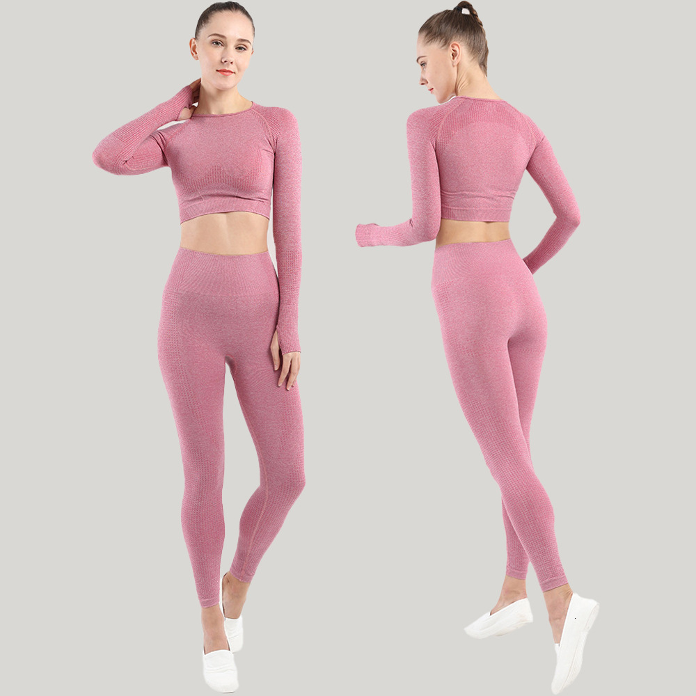 YDML New seamless suit for women with a dotted top, tight pants, hip lifting, high waist yoga exercise set