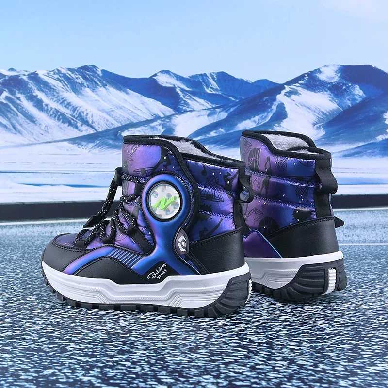 Childrens Snow Boots Thickened Velvet Boys and Girls Outdoor Non-slip Steel Claw Hiking Boot Waterproof Child Casual Warm Boot M240906