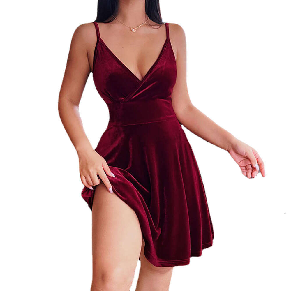 2023 Spring/Summer New Season Sexy High Waist Low Cut V-Neck Short Skirt Temperament Fashion Evening Elegant Ladies Dress