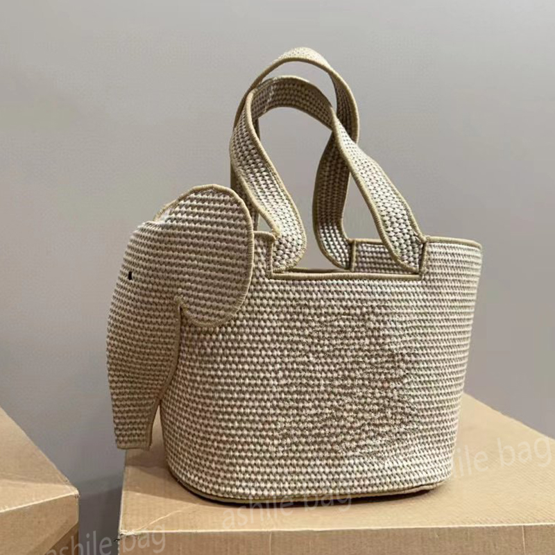 Designer Fashion Beach Bags luxury Women's Shoulder Bag Personality Straw Elephant Design Hand bags High Quality Women Woven Bag