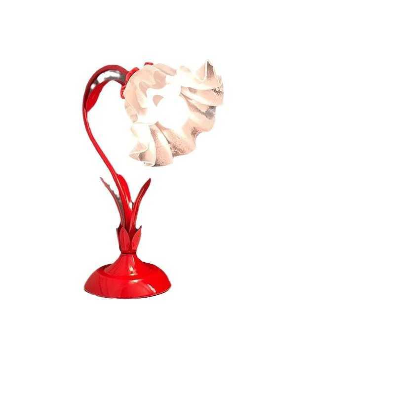 Cream Bedside Table Lamp Ambience Light Bedroom Ins Style Pastoral Flower Table Lamp Girl Birthday Gift W240816