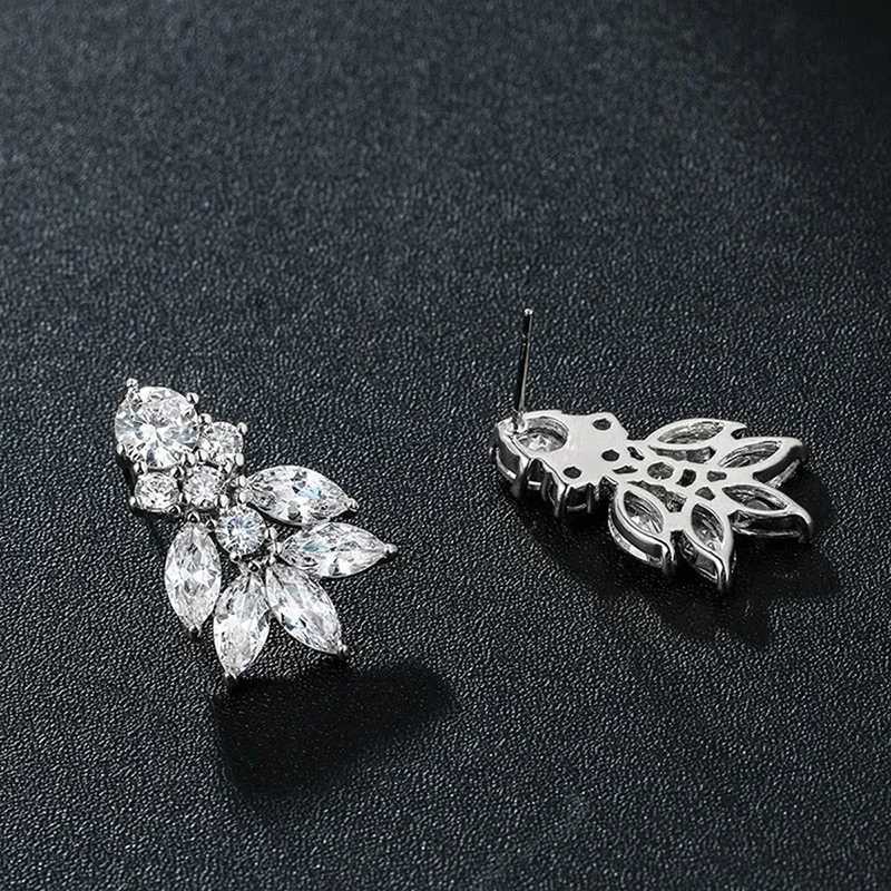 Huitan Fashion Bright Zirconia Perforated Earrings Womens Engagement Jewelry Luxury Gold/Silver Accessories W240803