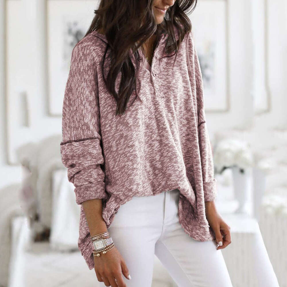 2024 Autumn/Winter TEMU New Hoodie Solid Color Fashion Top Women's Knitted Shirt