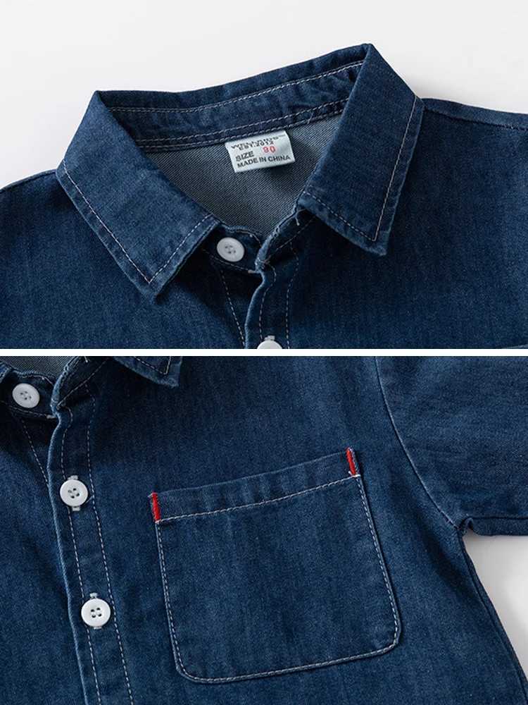 LJMOFA Childrens Blouse Boys 2024 Korean Fashion Denim Shirts Toddler Casual Academy Style Shirt Long Sleevet Cowboy Tops D427 Y240906