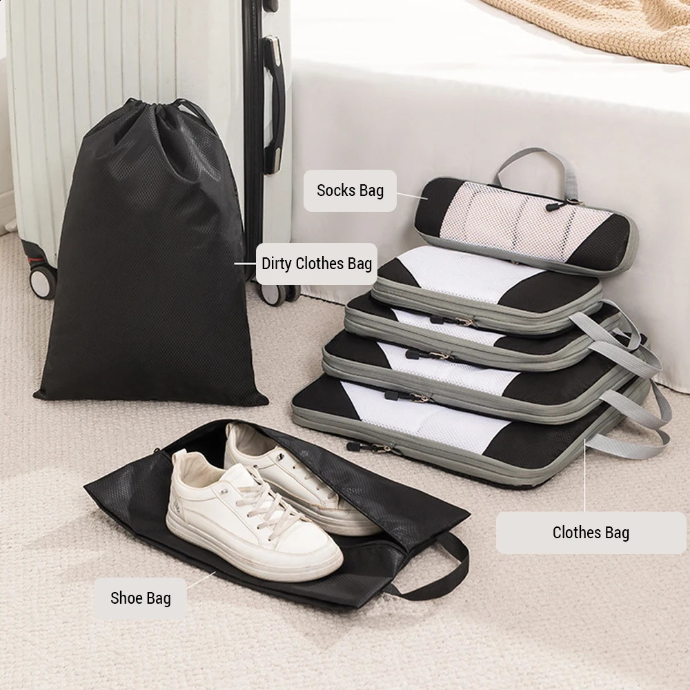 1 set of compressed cube travel packaging organizer used for carrying luggage bags 240906