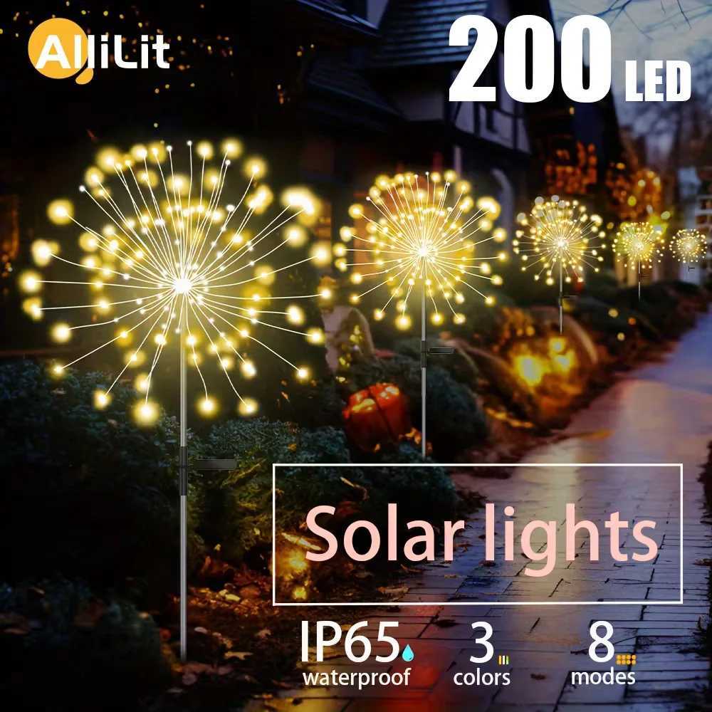 AlliLit 200LED Solar Firework Light Waterproof Outdoor 8 Lighting Modes Fairy String Light Christmas Lawn Lamp Garden Decoration Y240906