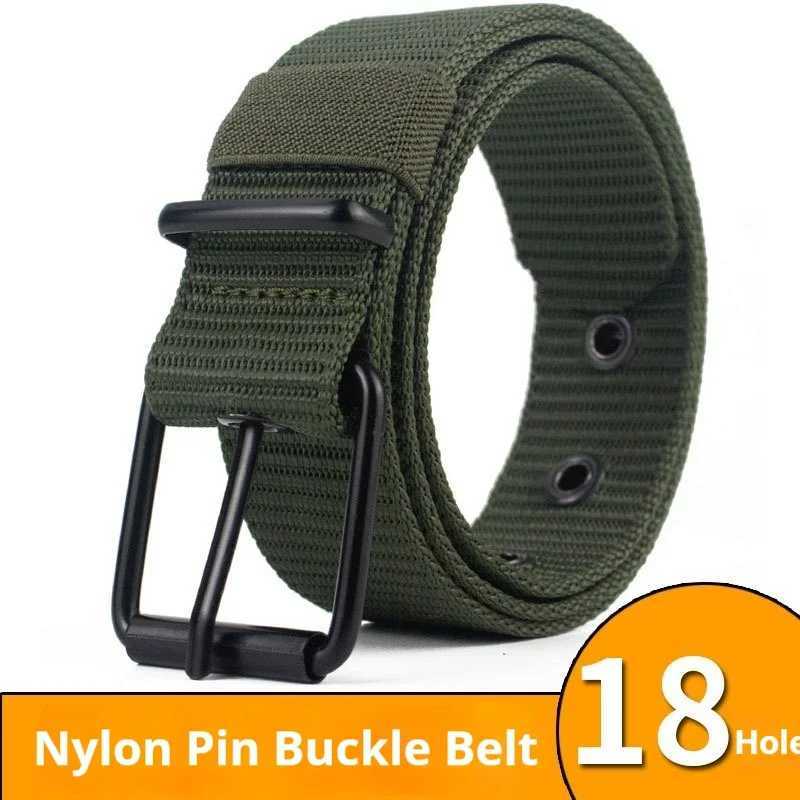 Perforated canvas strap mens needle buckle strap Korean version student universal denim strap military training expansion W240905