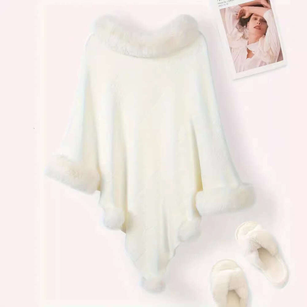 2024 Big Hairy Collar Hoodie Shawl Thickened Warm Premium Laziness Outer Tower Cloak Coat