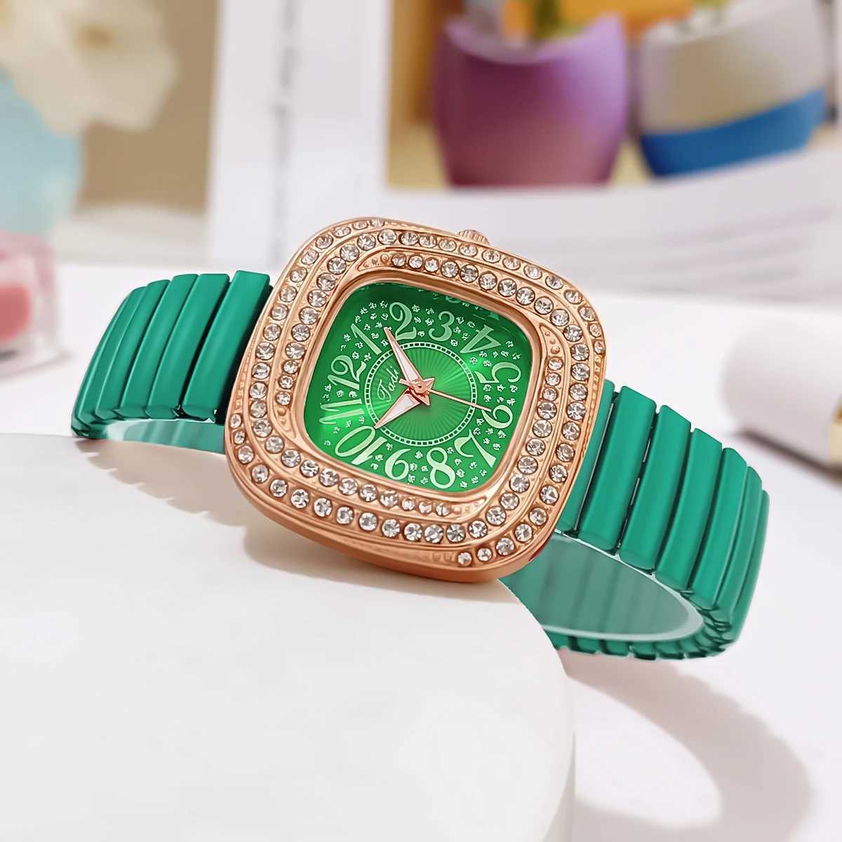 Womens Fashion Business Diamond Elastic Strap Quartz Watch W240902
