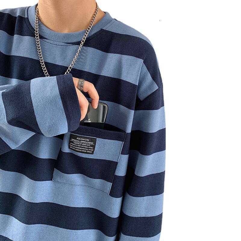 2019 new long sleeved striped T-shirt for women ins Harajuku loose Korean version top