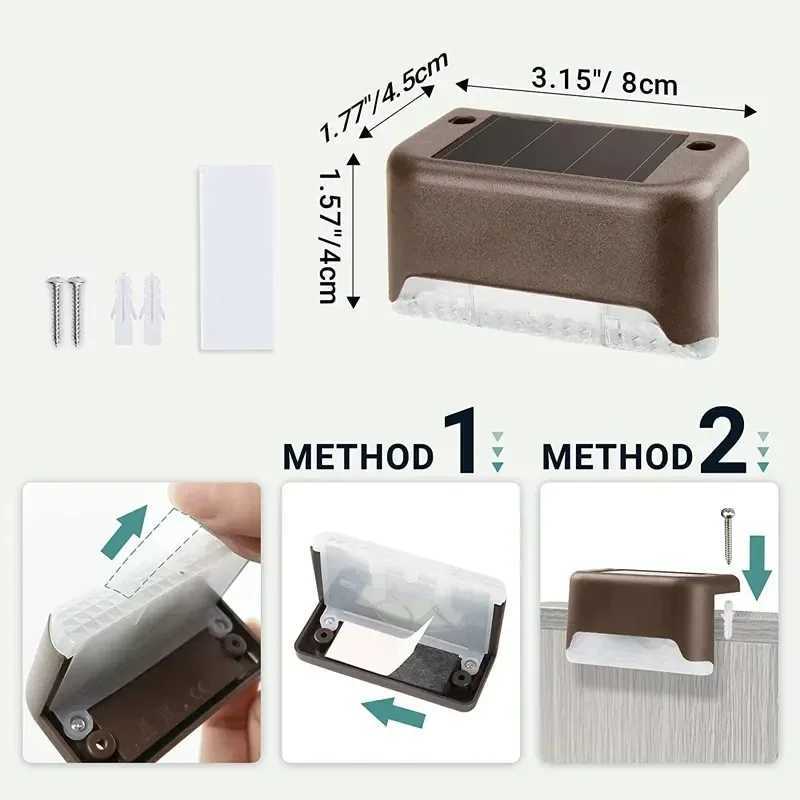 Warm White LED Solar Step Lamp Waterproof Path Stair Outdoor Garden Lights Balcony Light Decoration for Patio Stair Fence Light Y240906