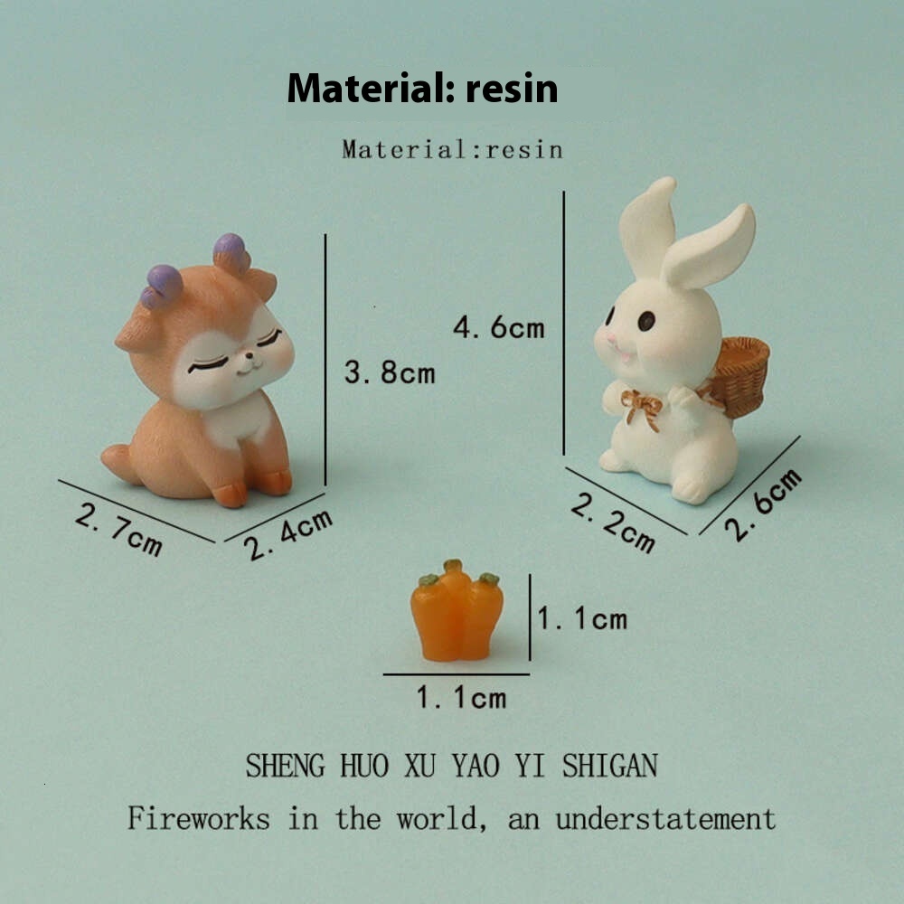 Cartoon Creative Deer Cute Rabbit Back Carrot Micro Landscape Creation Home Decoration Desktop Small Ornament OB11
