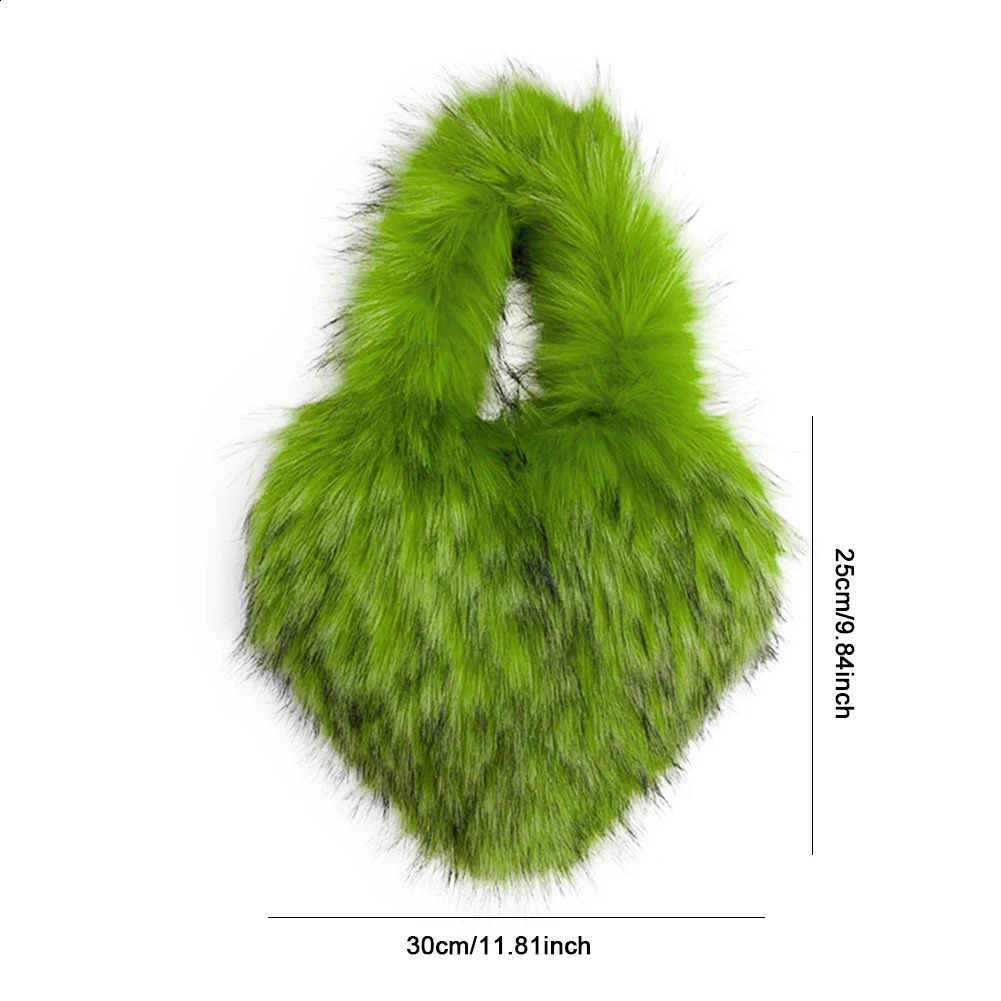 Y2K girl wallet fluffy faux fur cross bag heartshaped shoulder womens handbag fashionable plush shopping winter 240906