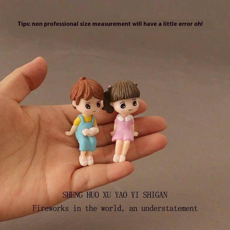 Micro landscape scene leisurely afternoon tea OB11 mini reading boy and girl coffee cup office desktop decoration