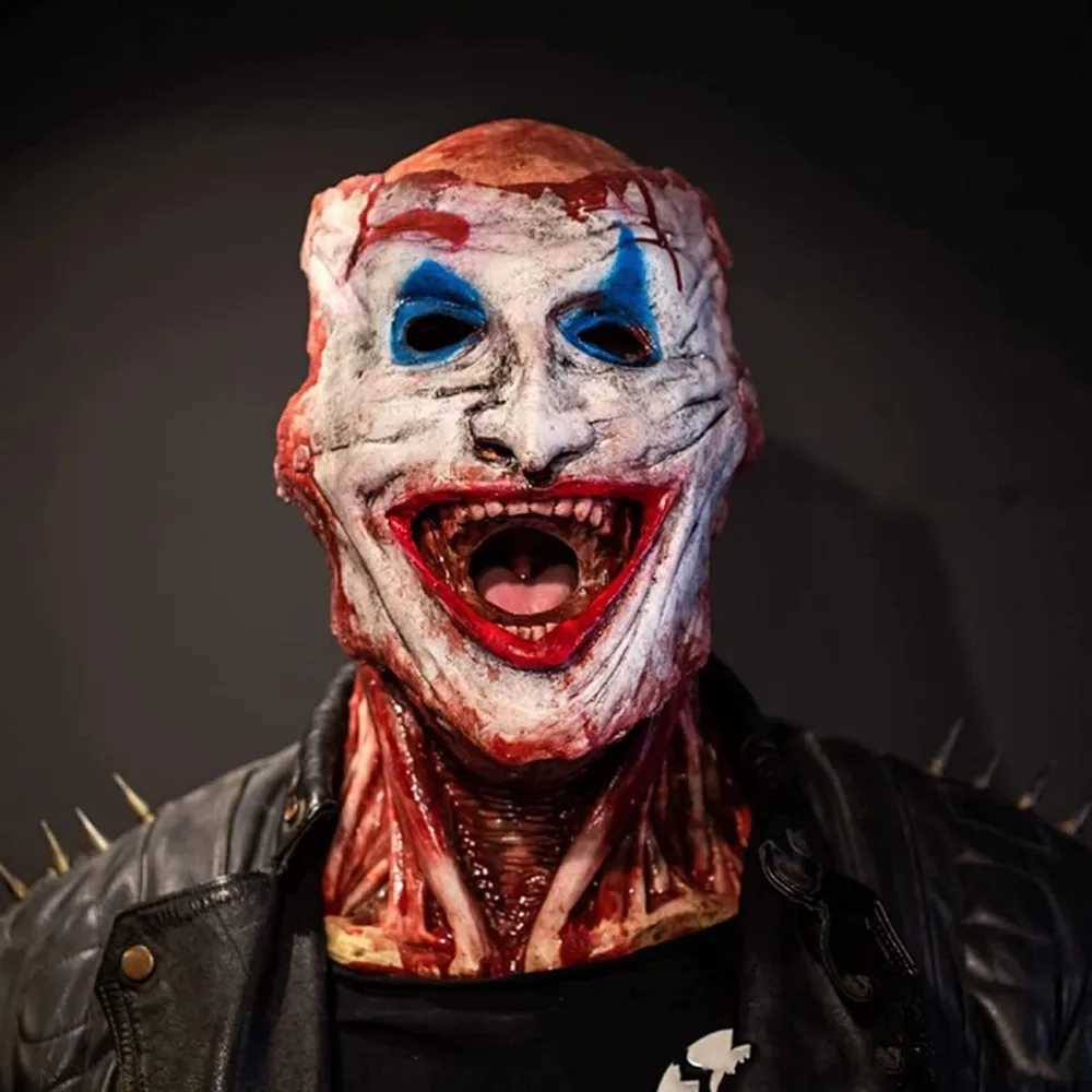 Halloween Mask Scary Halloween Mask Joker Double Layer Ripped Mask Halloween Full Head Skull Mask with Moving JawXJ240905