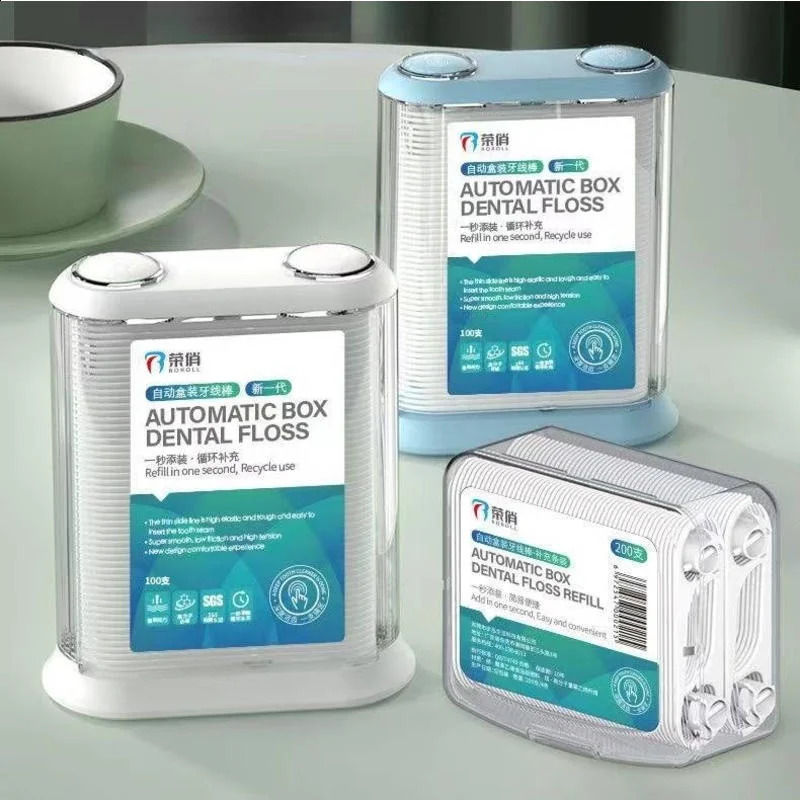 Floss Pick Dental Floss Picks Pop-Up Automatic Flosser Dispenser Sturdy Safe Container Flossers Toothpicks Container Storage 240905
