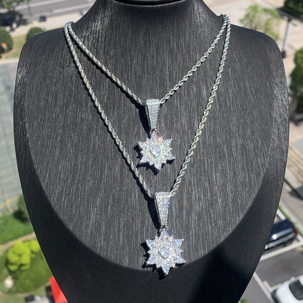 Bg 5A CZ Iced Out Strar Heart Pendant Necklace Micro Paved Cubic Zirconia Fashion Lover for Men Women Hip Hop Jewelry