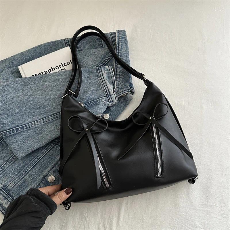 2025 NEW Drawstring 1pc Fashion Cute Small Bow Tie Design Crossbody Bags For Women Handbags PU Leather Shoulder Bag Backpac zhanyishengli