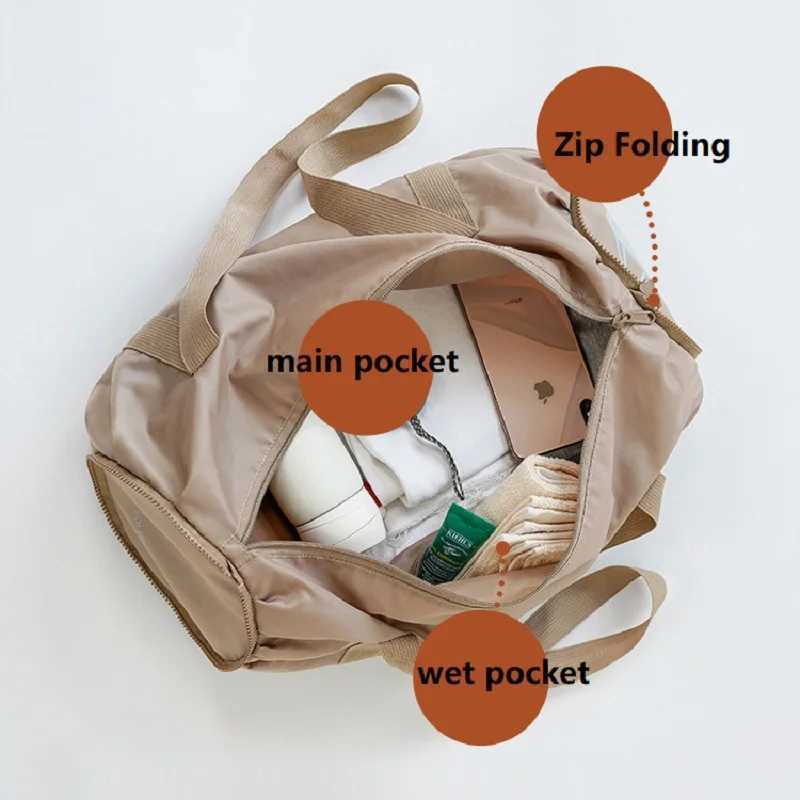 Foldable fitness bag portable waterproof large capacity sports fitness yoga travel handbag multifunctional dry and wet pockets ultra light W240906