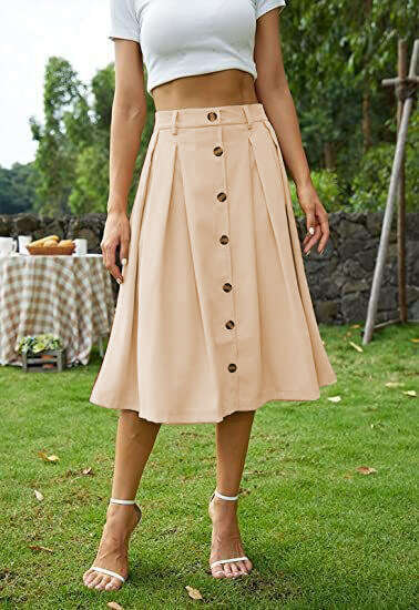 2024 Spring/Summer New Women's Button Half Casual Plastic Waist Princess Skirt