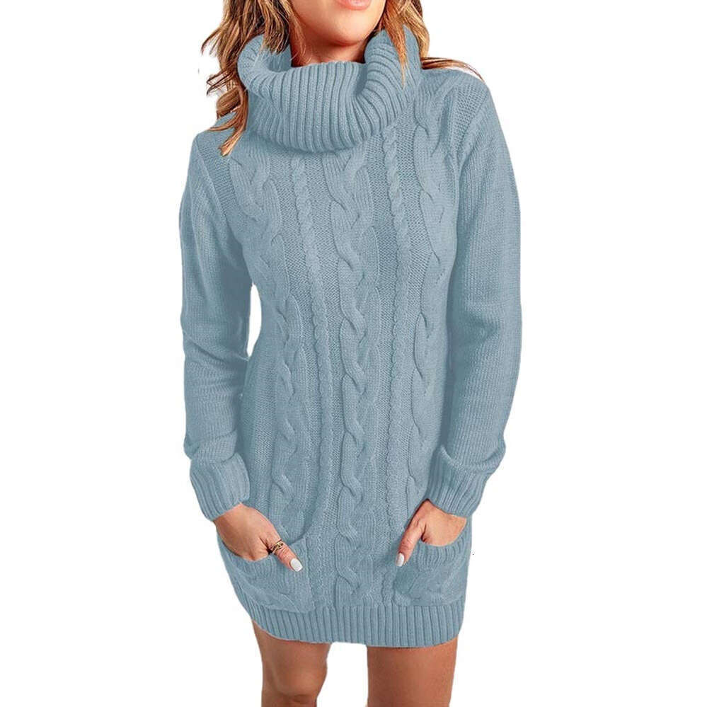 2022 Autumn/Winter New High Round Collar Knitted Dress Sweater