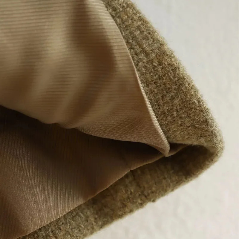 TRAF autumn womens jacket winter crop jacket tweed round neck long sleeved half season jacket bomber jacket 240906