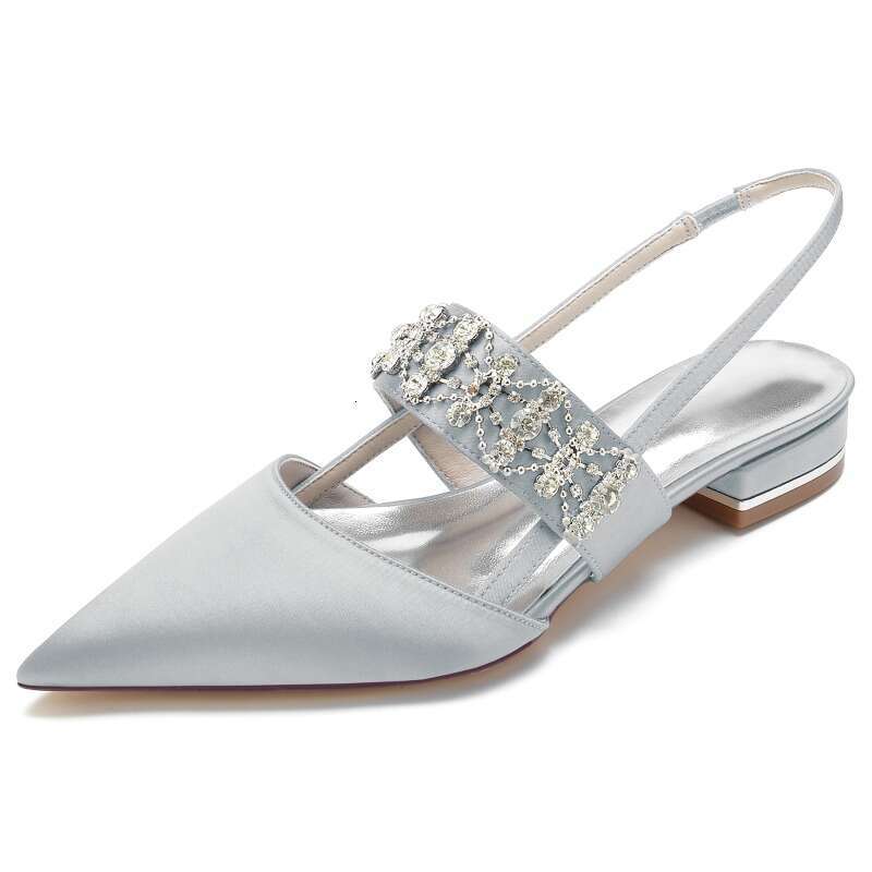 2024 Pointed Sier Insole Flat Sole 36-43 New Rhie Satin Women Ribbon Sweet Sandals 3Cm Thick Heel Pumps