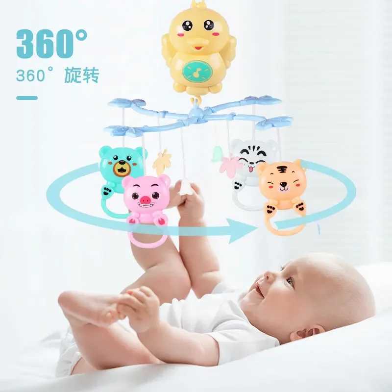 Baby crib bell 0-1 year old baby toy 3-6 months old music spinning bed bell ringing toy bed hanging baby night light W240815