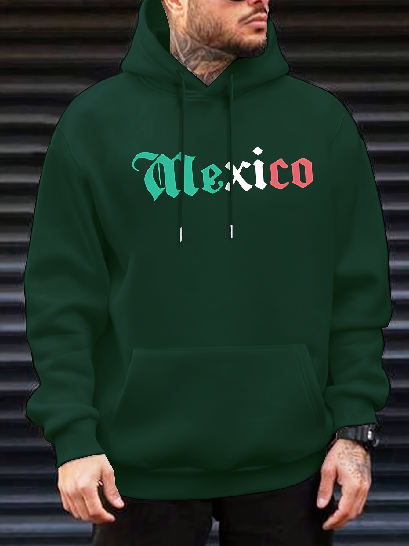 Mexico Print Mens Hoodie, Casual Long Sleeve Hoodies Pullover Sweatshirt, Men's Clothing, For Fall Winter