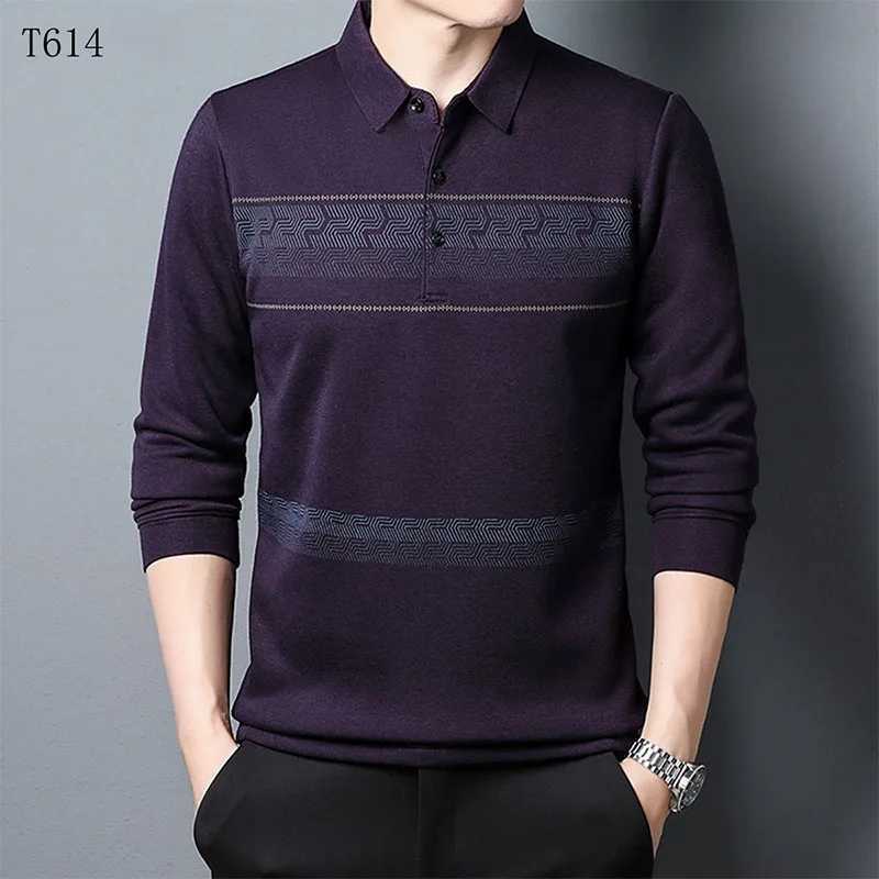 Fashion Men Striped Long Sleeve Polo Shirts Spring Autumn New Business Casual Knit Pullover Thin Streetwear Business Loose TopsXJ240906