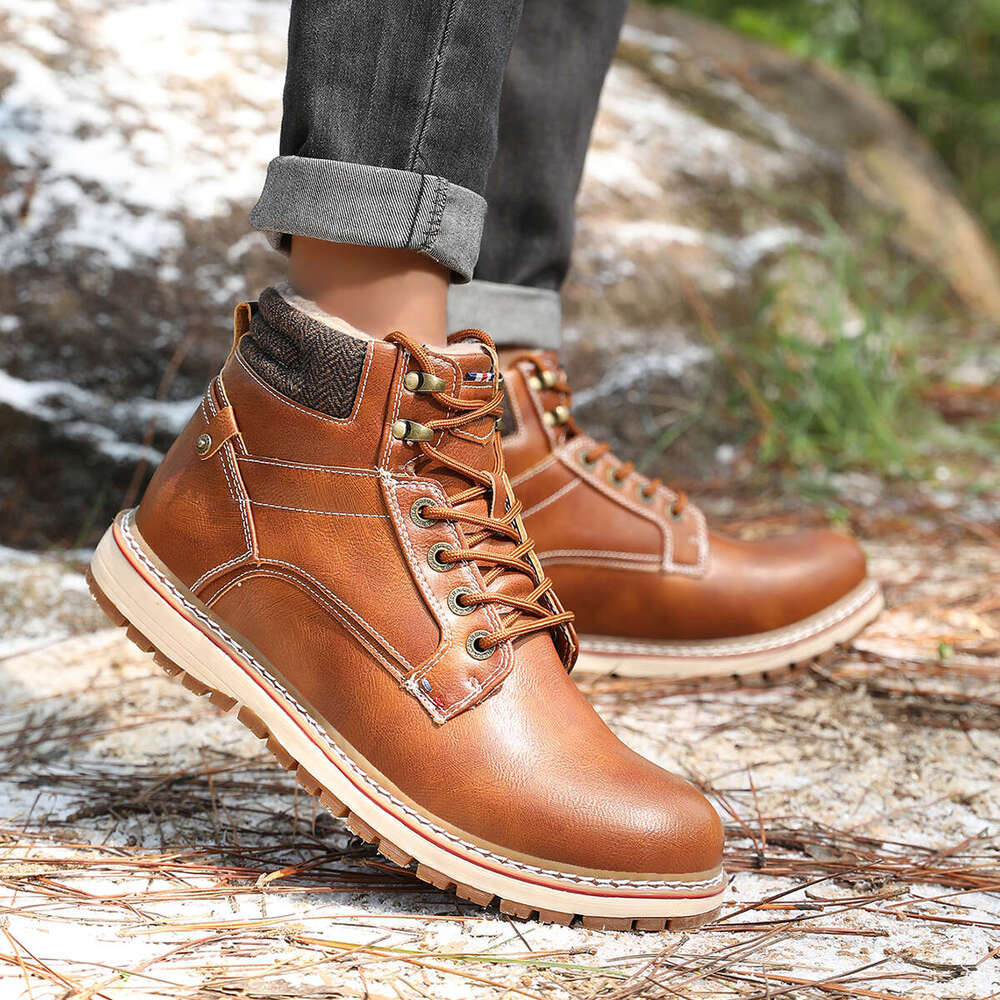 Penicfine Mens Winter Hiking Warm Plus Ing Snow Boots Outdoor Waterproof Non-Slip Trekking Walking Booties 241112