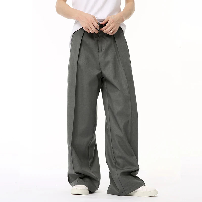 IEFB mens suit pants high three fold wide leg straight fall casual wear summer Chic 9C6683 240905