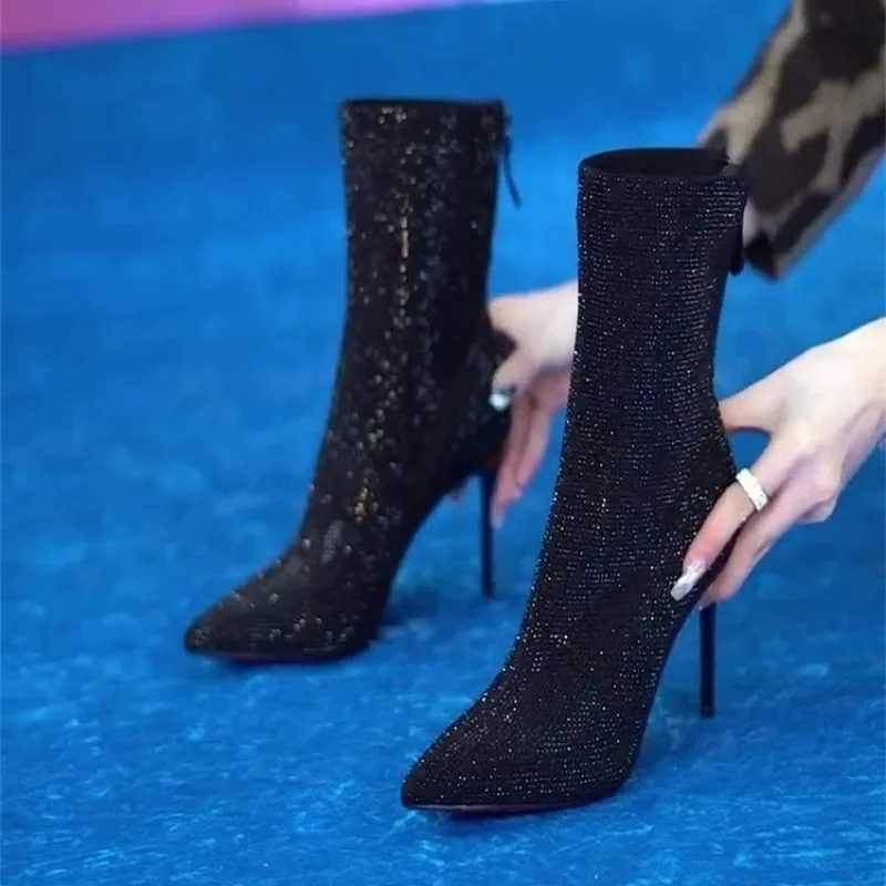 2024 Spring/Summer New Fashion Jacket Version Comfortable Ultra Thin High Heel Strap Zipper Womens Bare Boots Single Boots CL240906