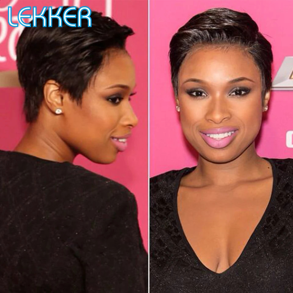 Lekker Wear to go Short Pixie Cut 13X6x1 Part Lace Front Human Hair Wigs For Women Glueless Brazilian Remy Hair Colored Bob Wigs 240828