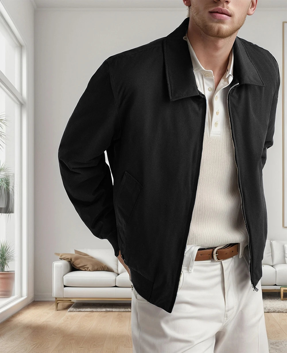 selling mens fashion casual jacket simple spring and autumn zipper lapel top 240906