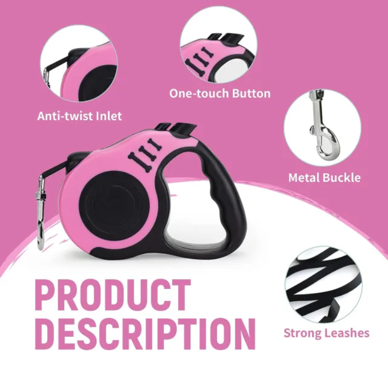 Durable 5M Automatic Retractable Pet Leash Enhanced Safety Feature for Your Canine Companion