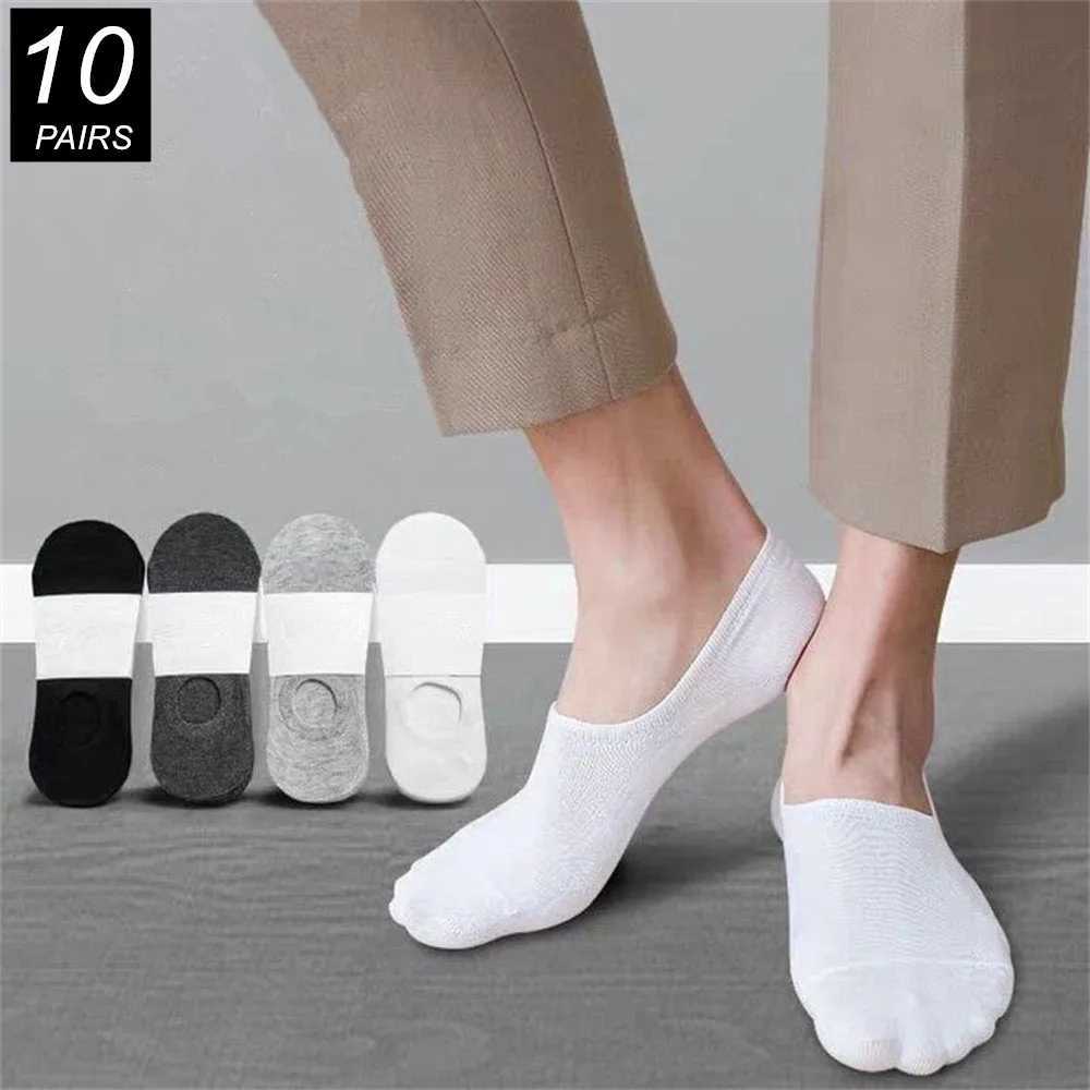 10 pairs of fast transport invisible cotton boat socks for mens running anti slip solid color womens summer ankle socks low cut W240905